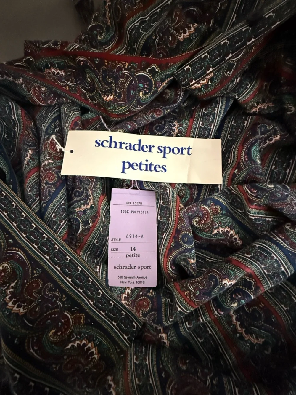 Paisley Print Long Sleeve Shirt Dress in Navy and Burgundy - Picture 6 of 13